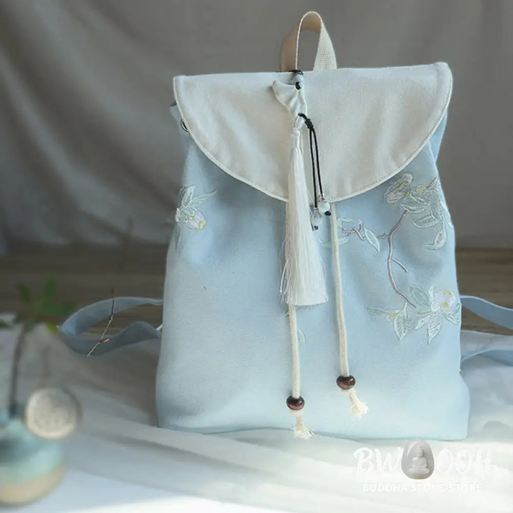 Buddha Stones Handmade Embroidered Large Capacity Canvas Backpack - Backpack
