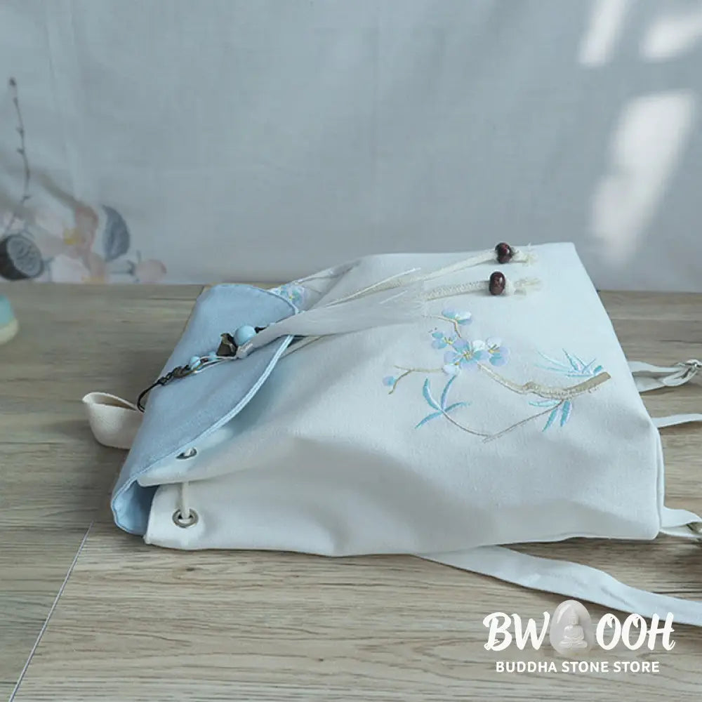 Buddha Stones Handmade Embroidered Large Capacity Canvas Backpack - Backpack