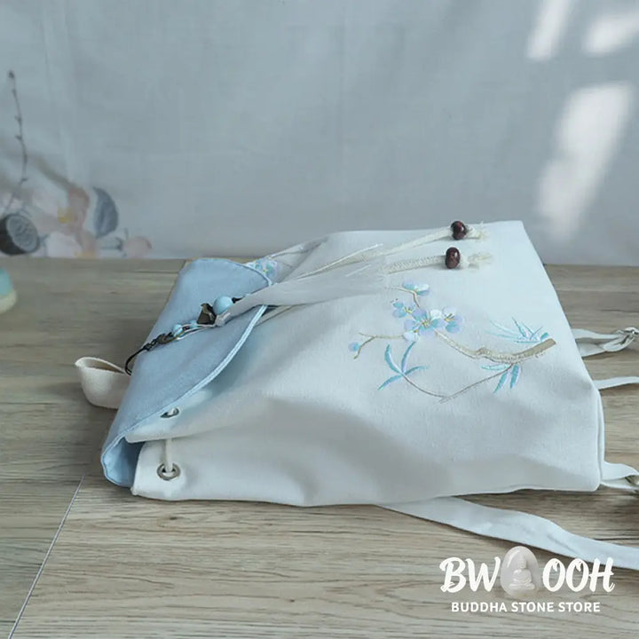Buddha Stones Handmade Embroidered Large Capacity Canvas Backpack - Backpack