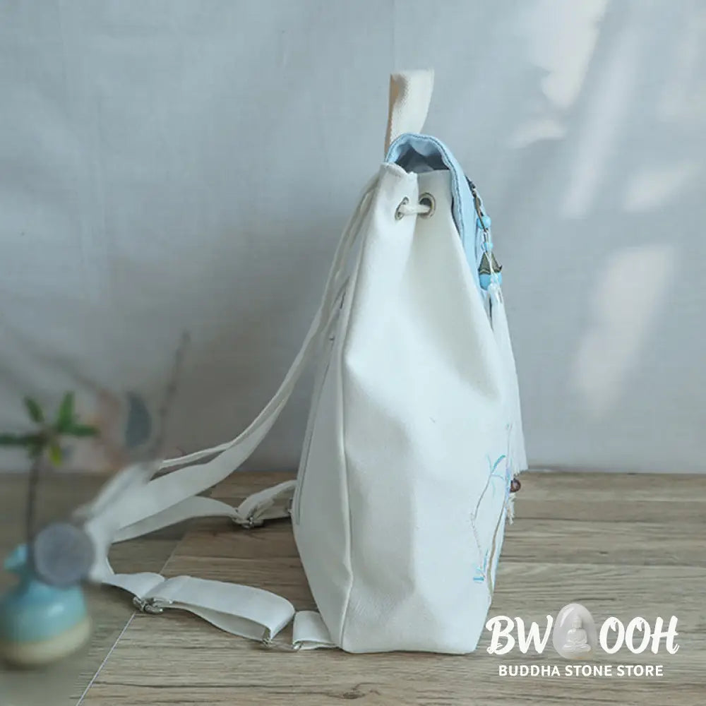 Buddha Stones Handmade Embroidered Large Capacity Canvas Backpack - Backpack