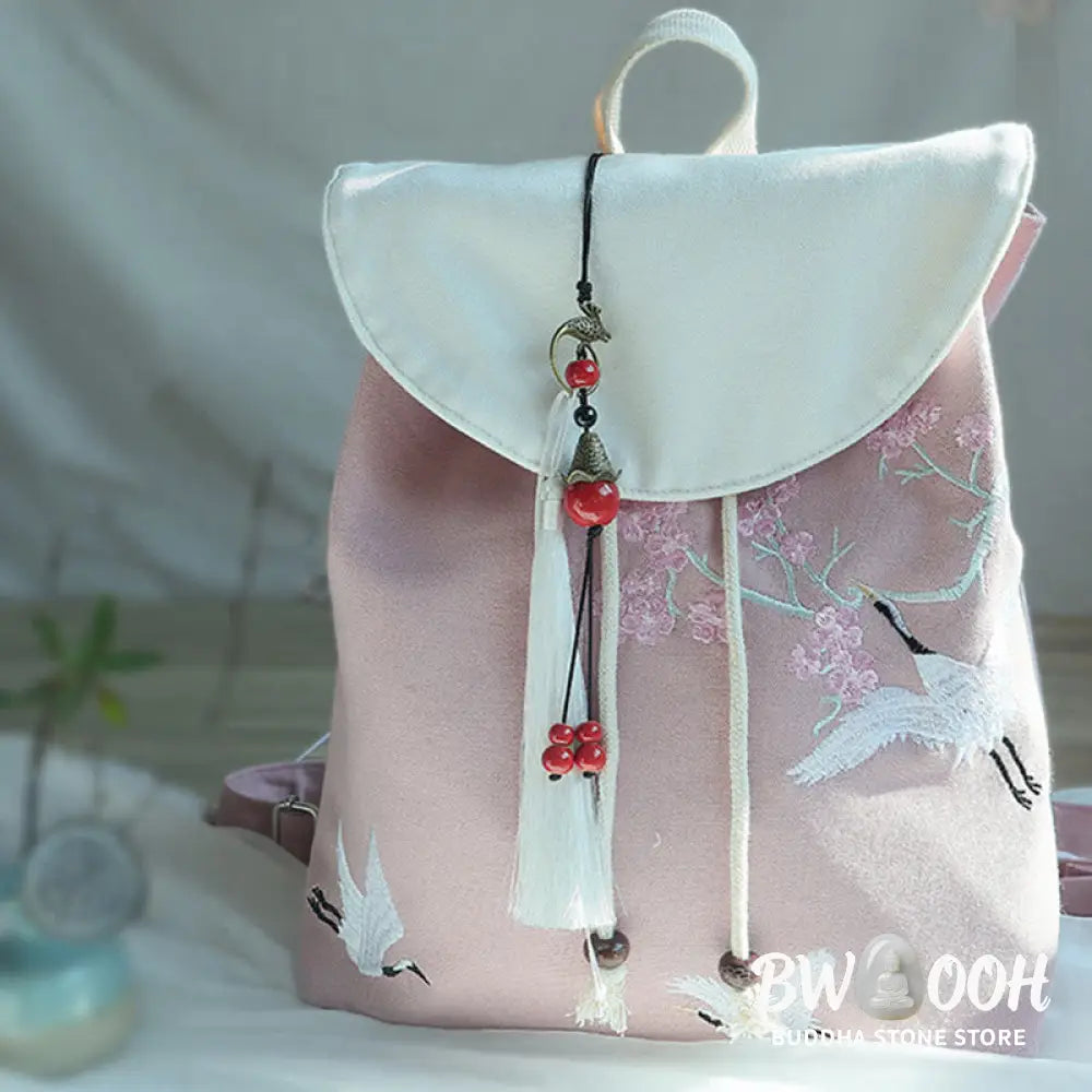 Buddha Stones Handmade Embroidered Large Capacity Canvas Backpack - Backpack
