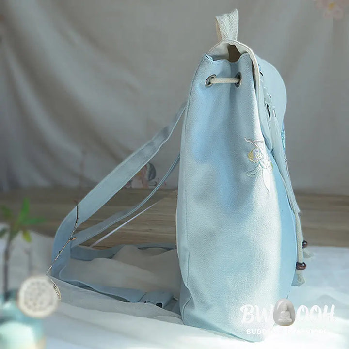 Buddha Stones Handmade Embroidered Large Capacity Canvas Backpack - Backpack