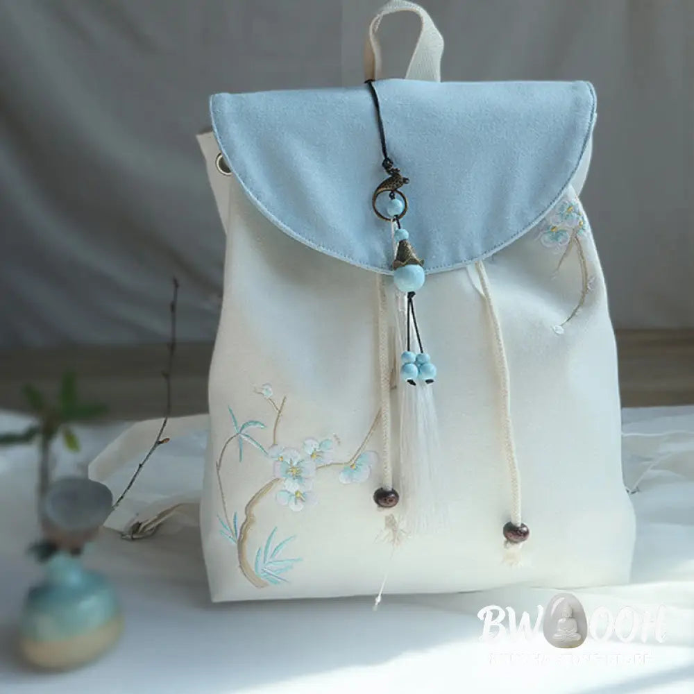 Buddha Stones Handmade Embroidered Large Capacity Canvas Backpack - Backpack