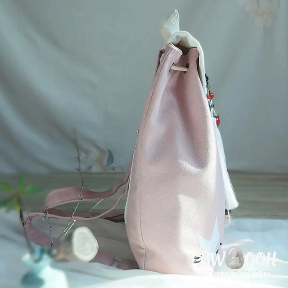 Buddha Stones Handmade Embroidered Large Capacity Canvas Backpack - Backpack