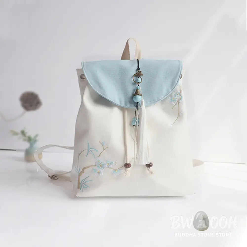 Buddha Stones Handmade Embroidered Large Capacity Canvas Backpack - Backpack