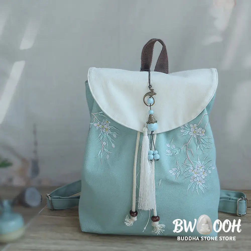 Buddha Stones Handmade Embroidered Large Capacity Canvas Backpack - Backpack