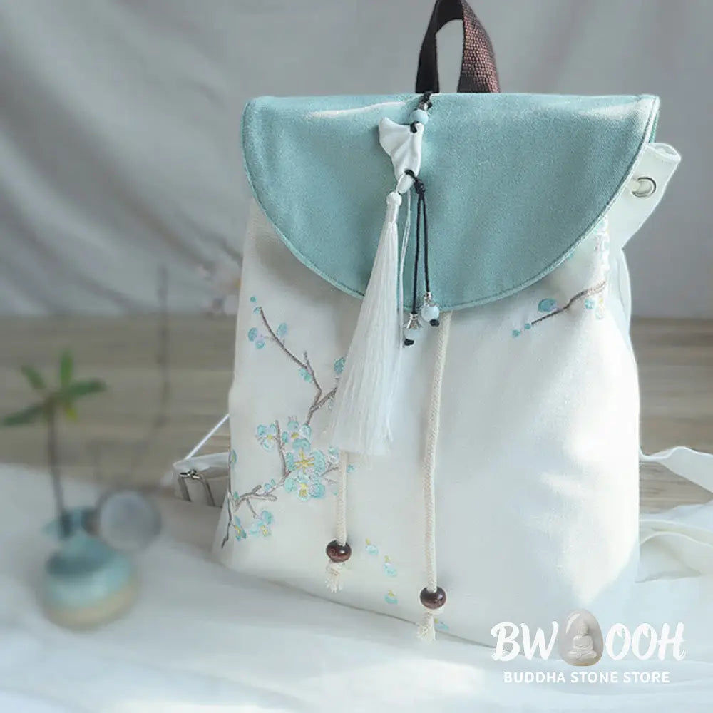 Buddha Stones Handmade Embroidered Large Capacity Canvas Backpack - Backpack