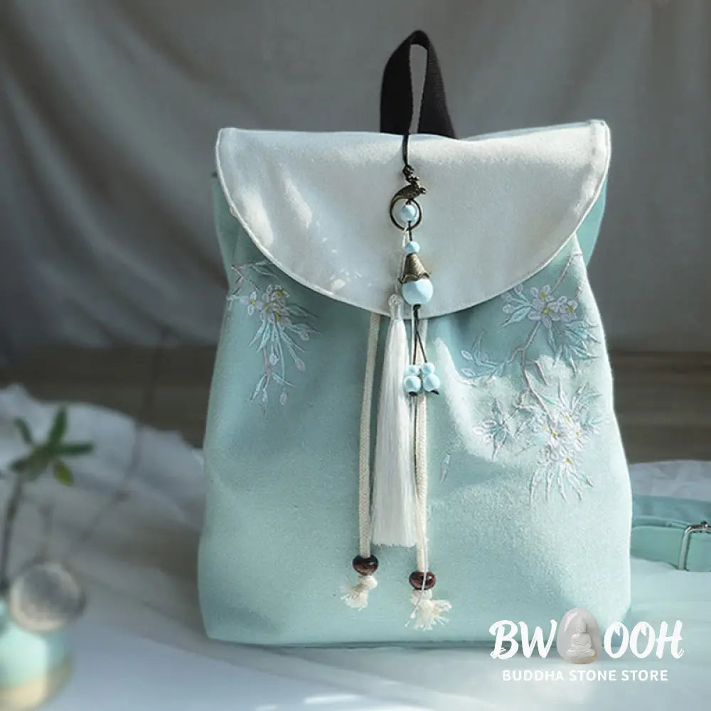 Buddha Stones Handmade Embroidered Large Capacity Canvas Backpack - Backpack