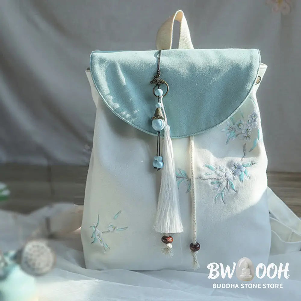 Buddha Stones Handmade Embroidered Large Capacity Canvas Backpack - Backpack