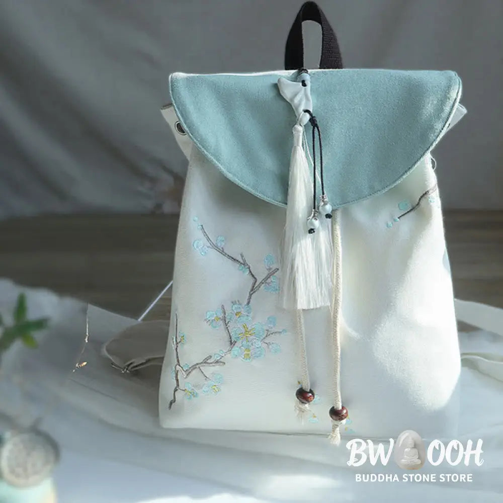 Buddha Stones Handmade Embroidered Large Capacity Canvas Backpack - Backpack