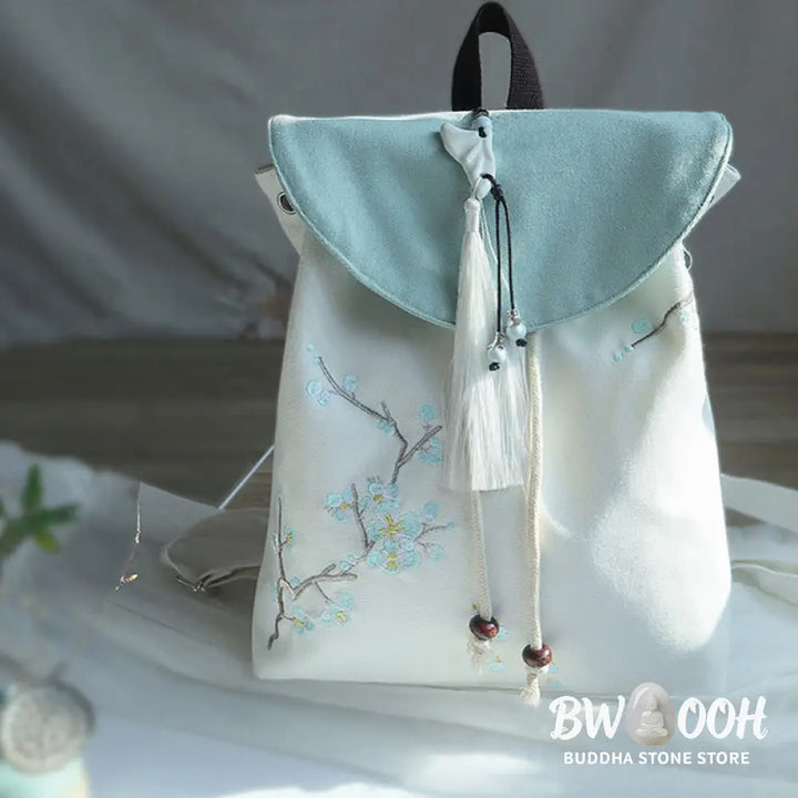 Buddha Stones Handmade Embroidered Large Capacity Canvas Backpack - Backpack