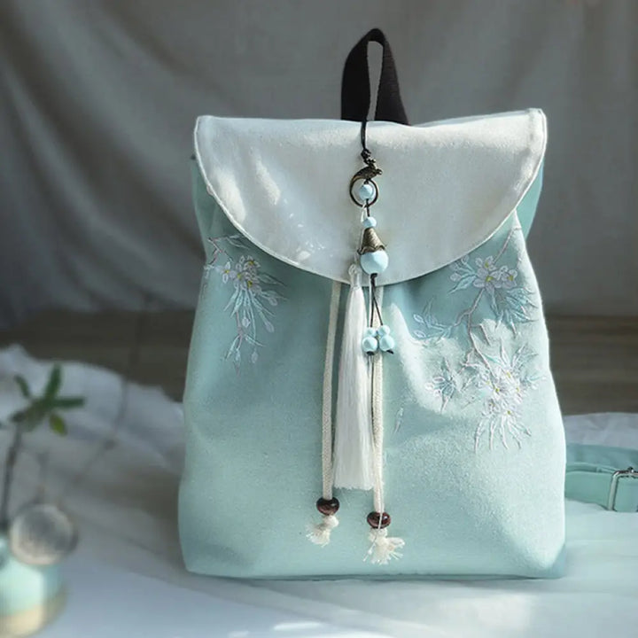 BWOOOH Handmade Embroidered Large Capacity Canvas Backpac