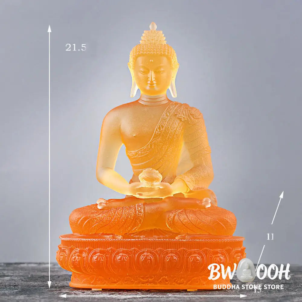 BWOOOH Buddha Handmade Figurine Liuli Art Piece Serenity Statue Home Offering Decoration - Gold Buddha