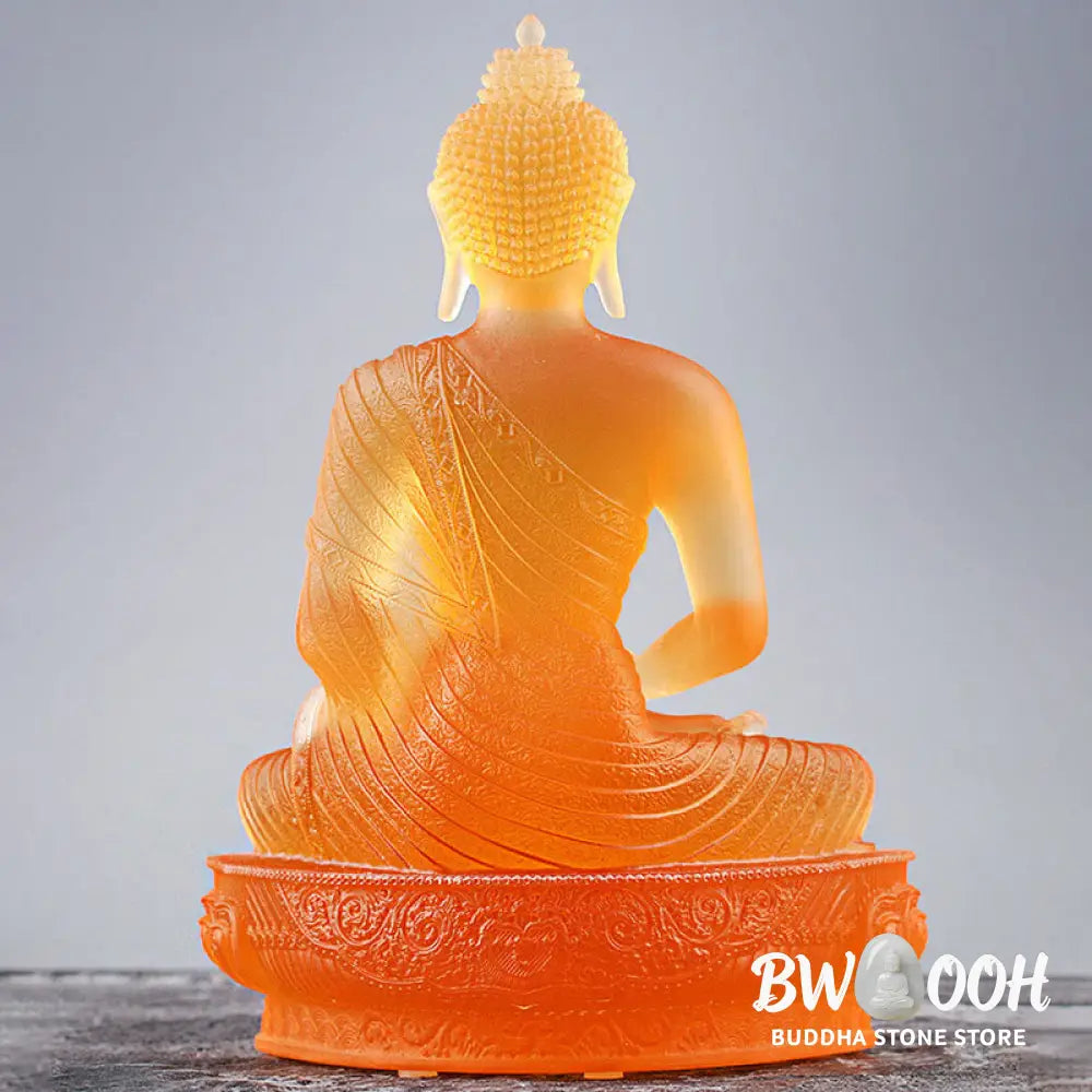 BWOOOH Buddha Handmade Figurine Liuli Art Piece Serenity Statue Home Offering Decoration - Gold Buddha