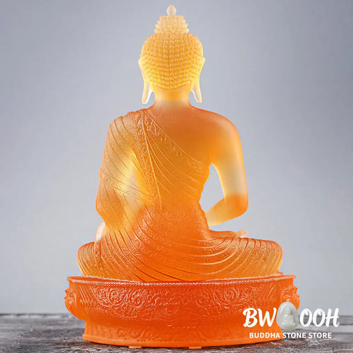BWOOOH Buddha Handmade Figurine Liuli Art Piece Serenity Statue Home Offering Decoration - Gold Buddha