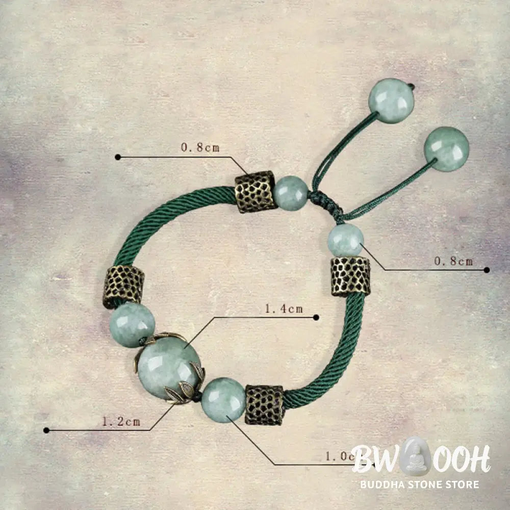 Buddha Stones Handmade Green Rope Luck Jade Bead Prosperity Bracelet - BWOOOH - 14-19cm - Bracelet