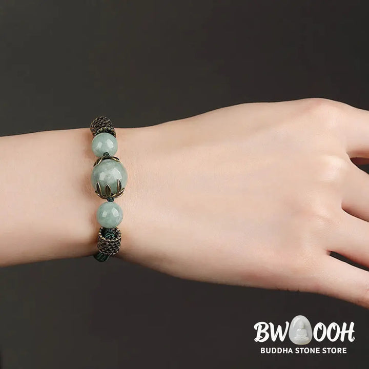 Buddha Stones Handmade Green Rope Luck Jade Bead Prosperity Bracelet - BWOOOH - 14-19cm - Bracelet