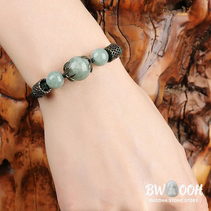 Buddha Stones Handmade Green Rope Luck Jade Bead Prosperity Bracelet - BWOOOH - 14-19cm - Bracelet