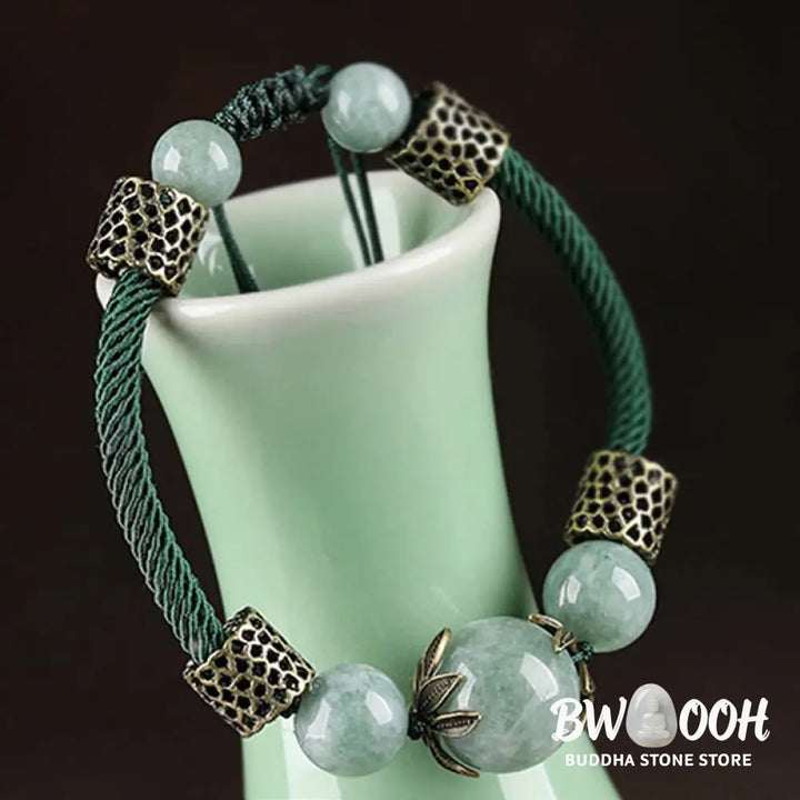 Buddha Stones Handmade Green Rope Luck Jade Bead Prosperity Bracelet - BWOOOH - 14-19cm - Bracelet