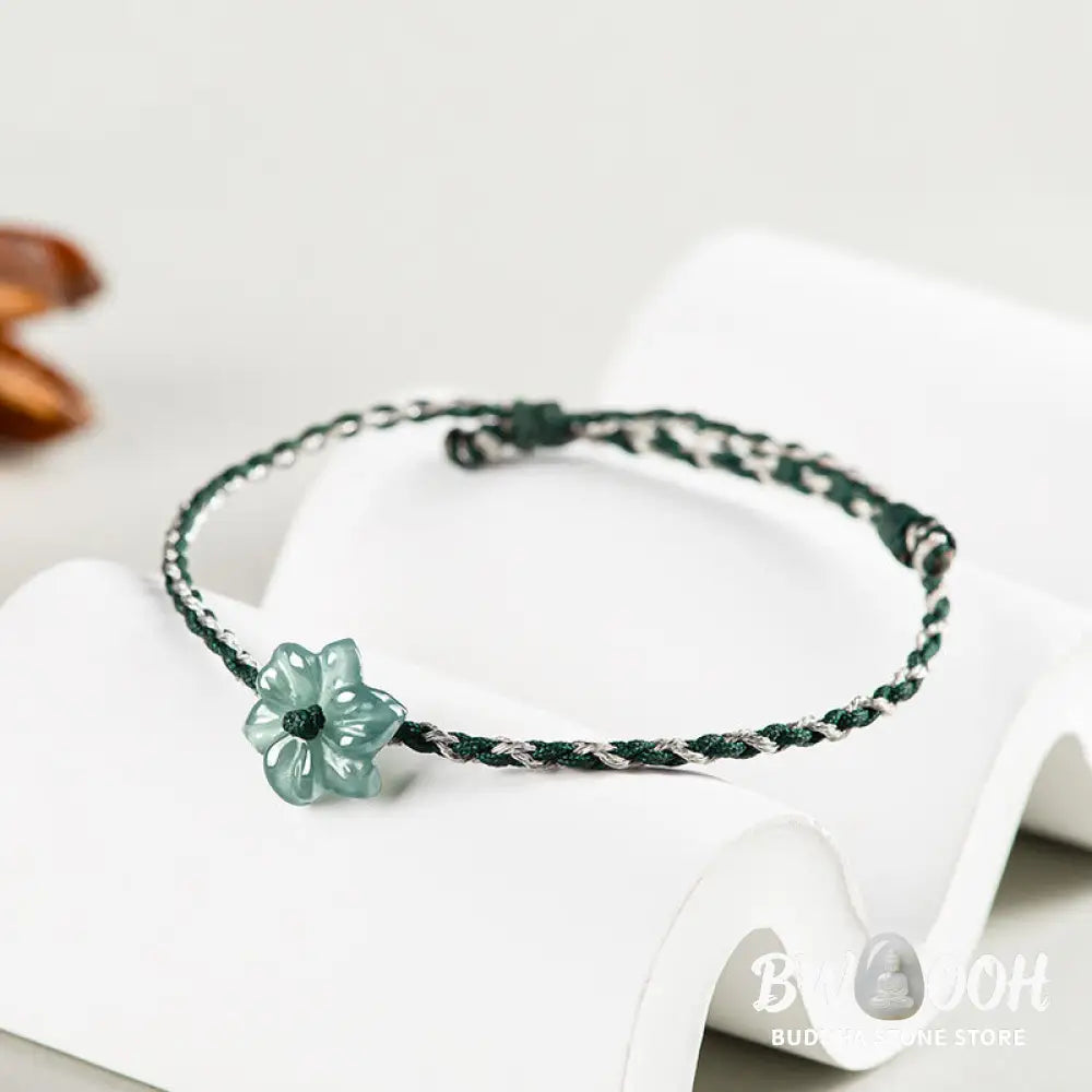 Buddha Stones Handmade Green String Jade Orchid Braided Prosperity Bracelet - BWOOOH - Bracelet