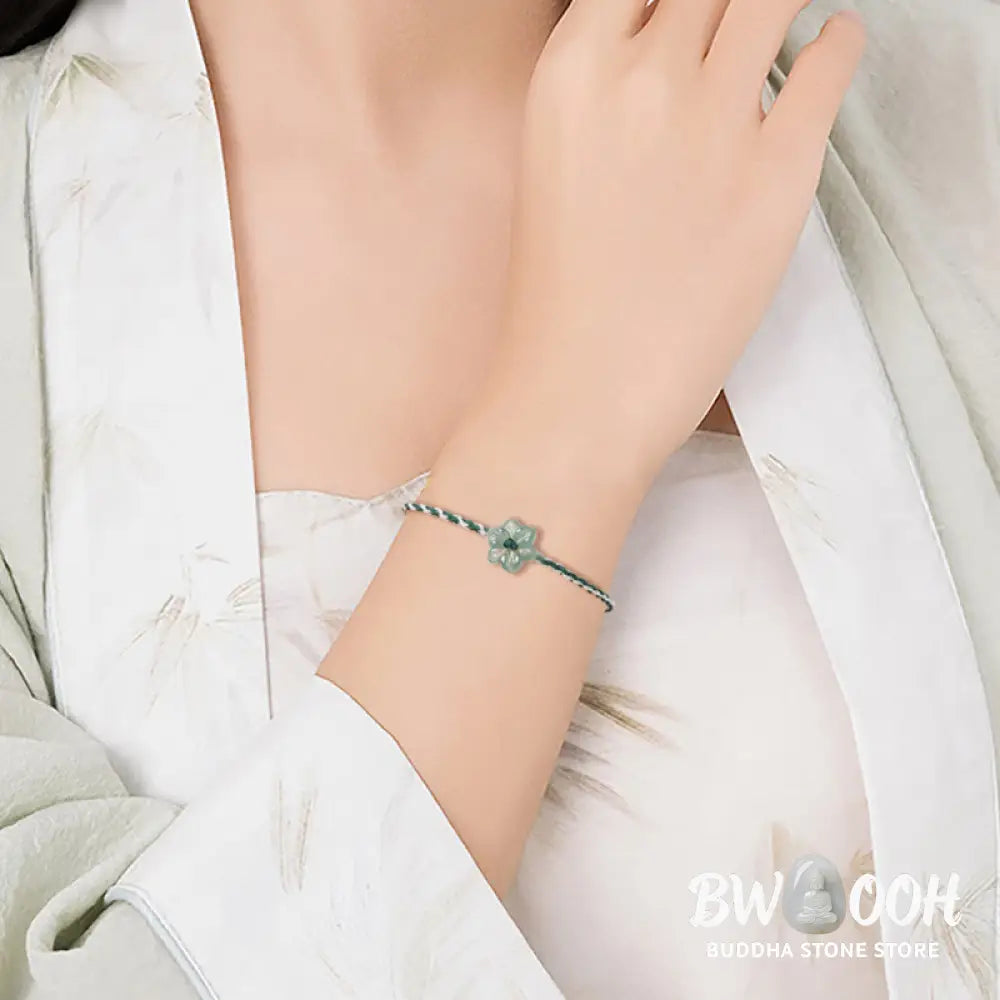 Buddha Stones Handmade Green String Jade Orchid Braided Prosperity Bracelet - BWOOOH - Bracelet