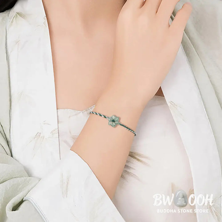Buddha Stones Handmade Green String Jade Orchid Braided Prosperity Bracelet - BWOOOH - Bracelet