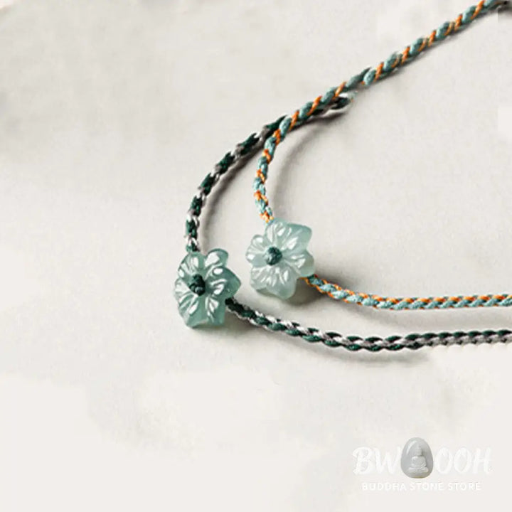 Buddha Stones Handmade Green String Jade Orchid Braided Prosperity Bracelet - BWOOOH - Bracelet