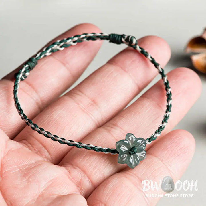 Buddha Stones Handmade Green String Jade Orchid Braided Prosperity Bracelet - BWOOOH - Bracelet