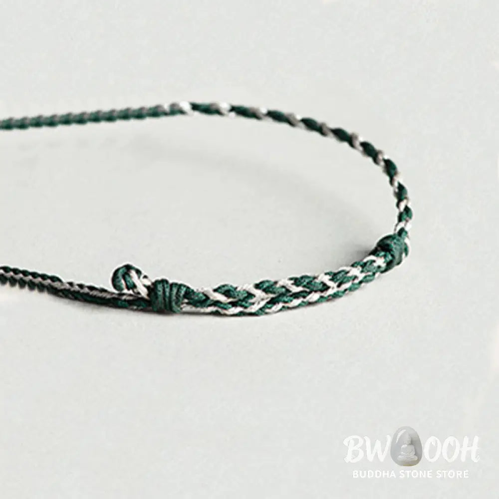 Buddha Stones Handmade Green String Jade Orchid Braided Prosperity Bracelet - BWOOOH - Bracelet