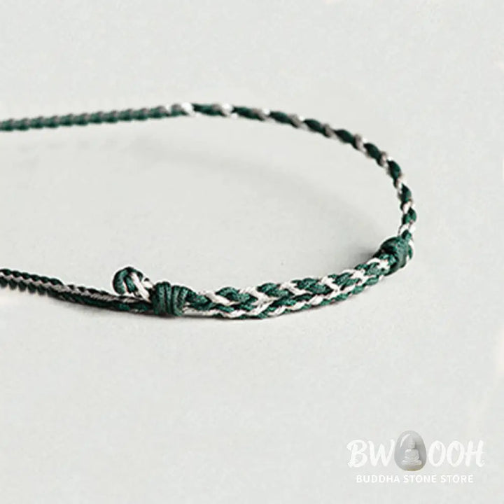 Buddha Stones Handmade Green String Jade Orchid Braided Prosperity Bracelet - BWOOOH - Bracelet