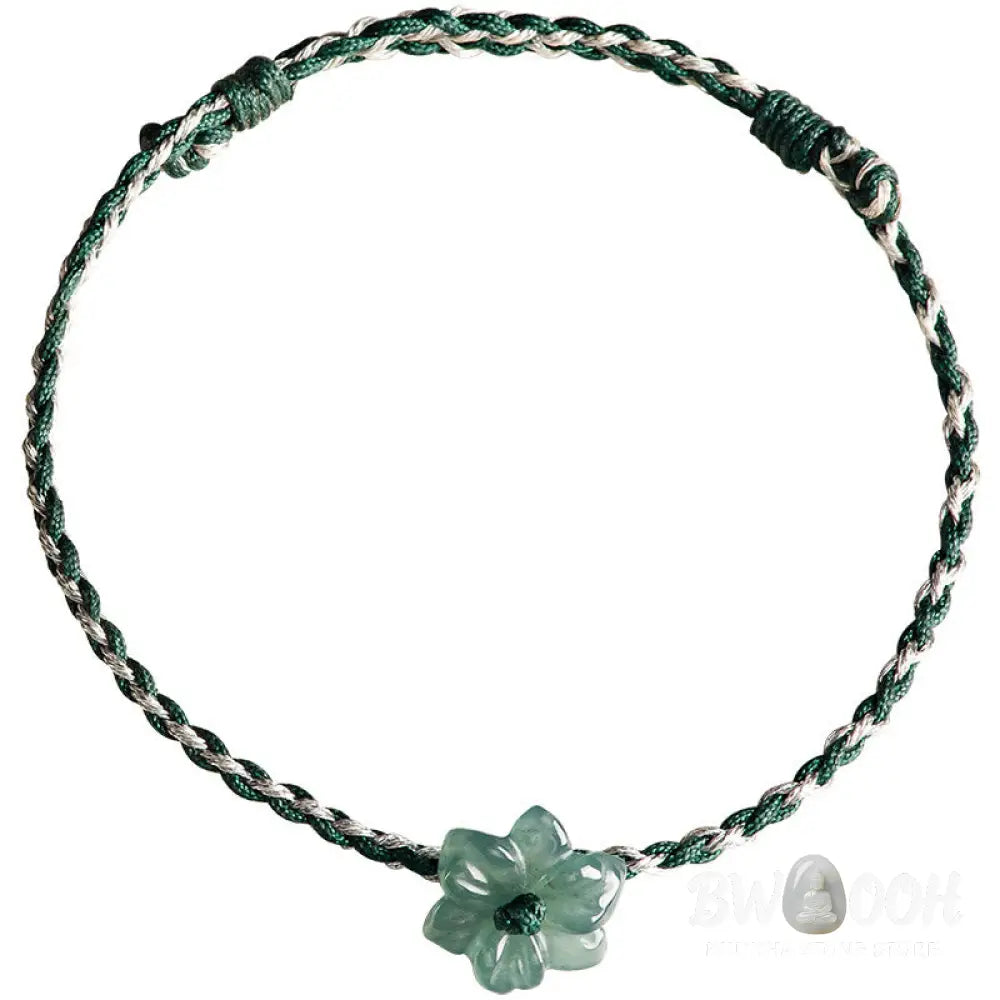 Buddha Stones Handmade Green String Jade Orchid Braided Prosperity Bracelet - BWOOOH - Bracelet