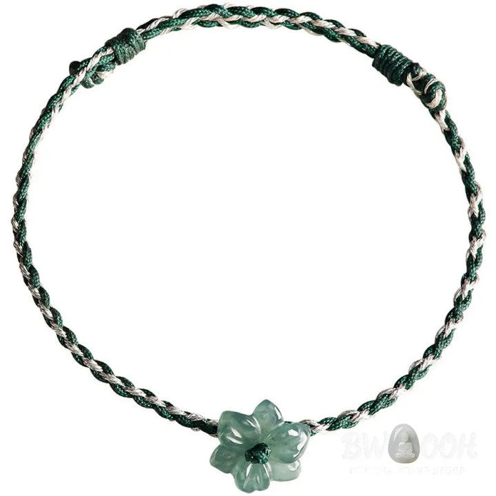 Buddha Stones Handmade Green String Jade Orchid Braided Prosperity Bracelet - BWOOOH - Bracelet