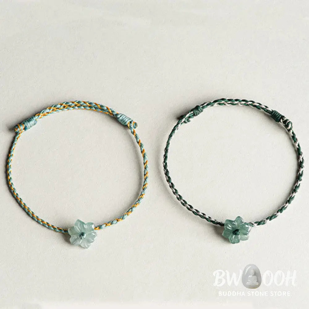 Buddha Stones Handmade Green String Jade Orchid Braided Prosperity Bracelet - BWOOOH - Bracelet