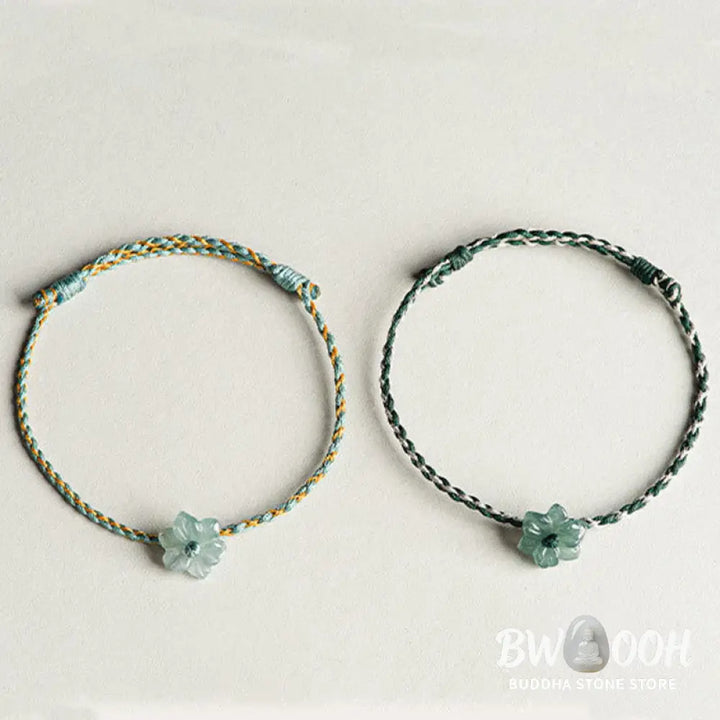 Buddha Stones Handmade Green String Jade Orchid Braided Prosperity Bracelet - BWOOOH - Bracelet