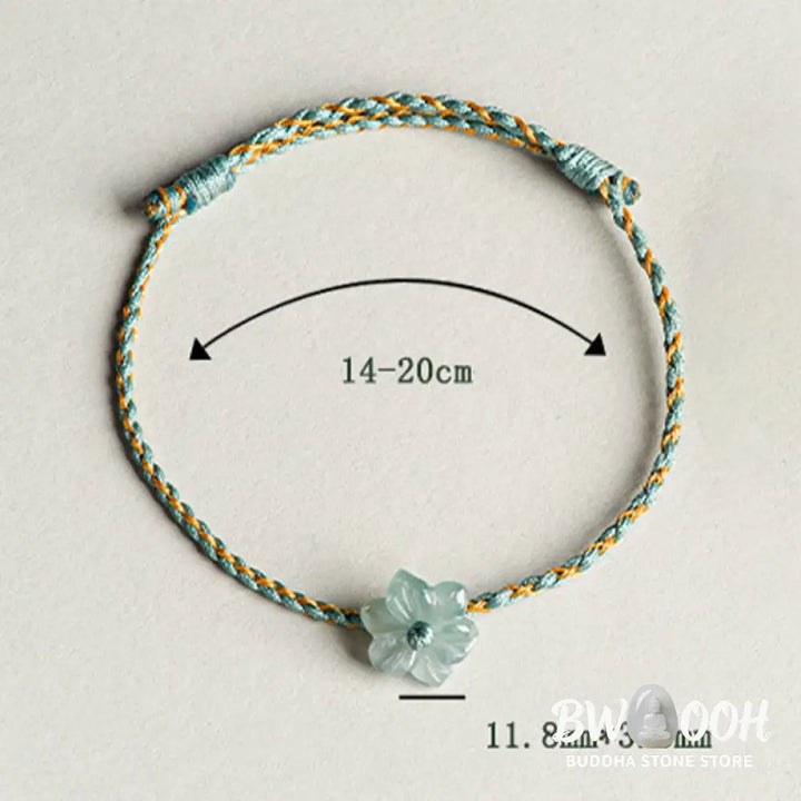 Buddha Stones Handmade Green String Jade Orchid Braided Prosperity Bracelet - BWOOOH - Bracelet