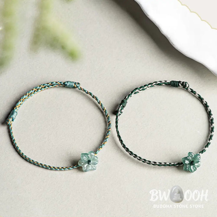 Buddha Stones Handmade Green String Jade Orchid Braided Prosperity Bracelet - BWOOOH - Bracelet