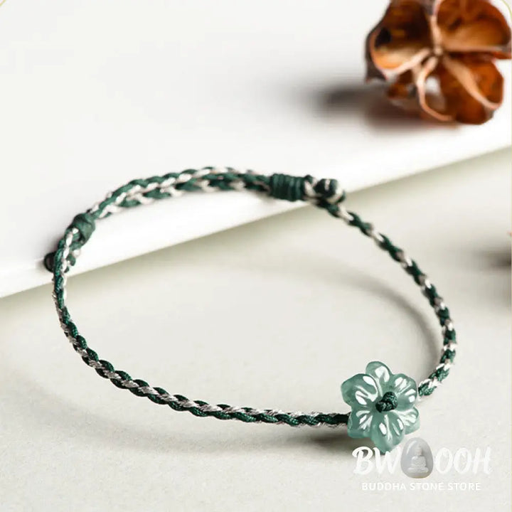 Buddha Stones Handmade Green String Jade Orchid Braided Prosperity Bracelet - BWOOOH - Bracelet