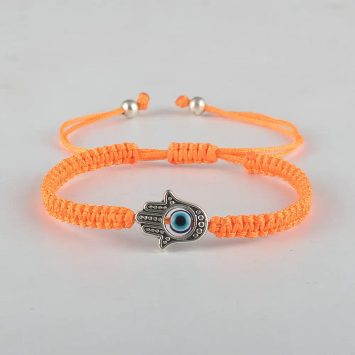 Buddha Stones Handmade Hamsa Symbol Protection Luck String Bracelet - BWOOOH - DarkOrange(Bracelet Size 16-24cm)