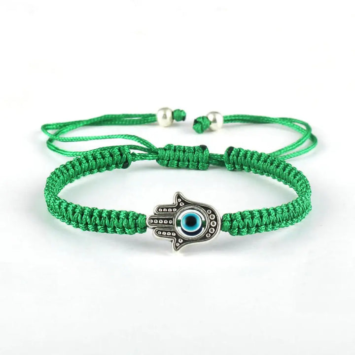 Buddha Stones Handmade Hamsa Symbol Protection Luck String Bracelet - BWOOOH - Green(Bracelet Size 16-24cm) - Bracelet
