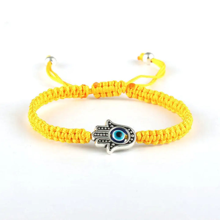Buddha Stones Handmade Hamsa Symbol Protection Luck String Bracelet - BWOOOH - Yellow(Bracelet Size 16-24cm) - Bracelet