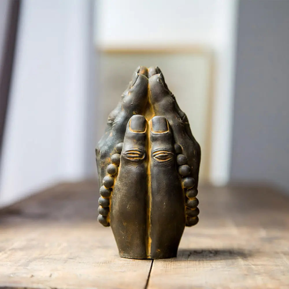 BWOOOH resin Buddha statue - Handmade Buddha Hand Namaste Iron P