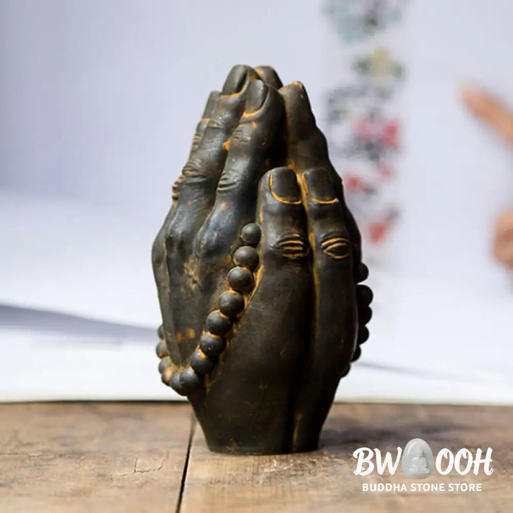 BWOOOH resin Buddha statue - Handmade Buddha Hand Namaste Iron P