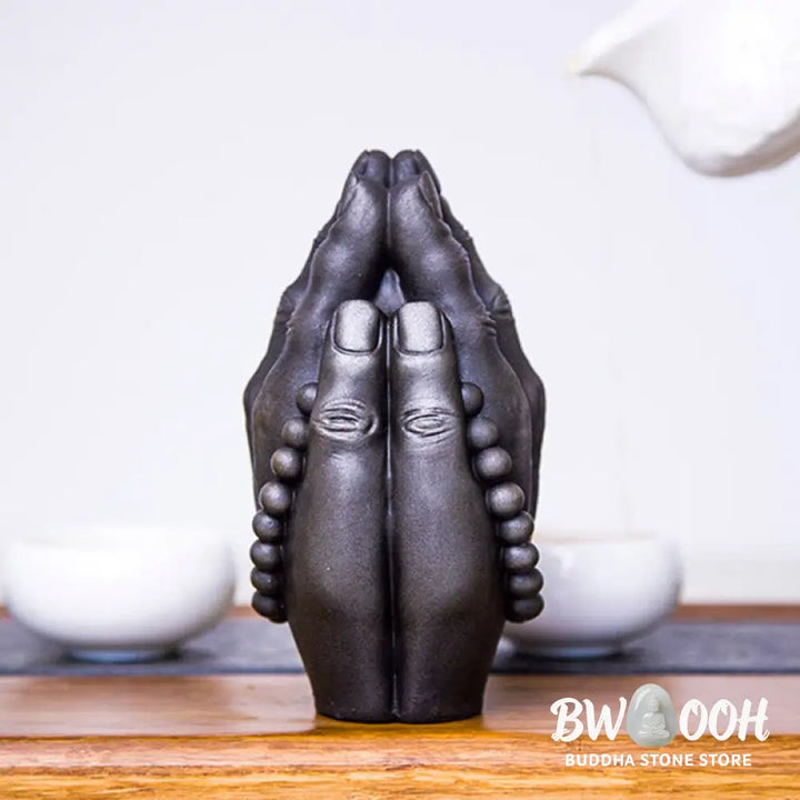 BWOOOH resin Buddha statue - Handmade Buddha Hand Namaste Iron P