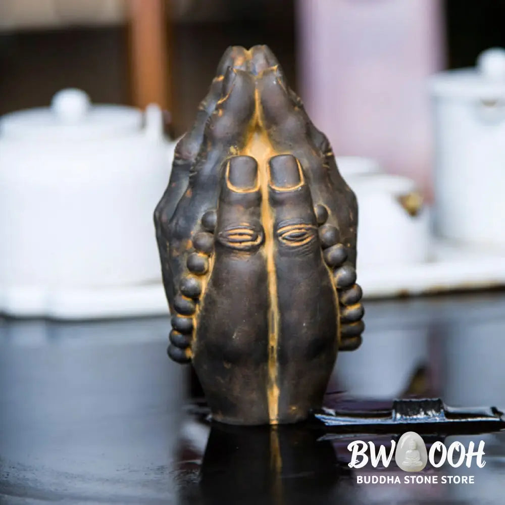 BWOOOH resin Buddha statue - Handmade Buddha Hand Namaste Iron P