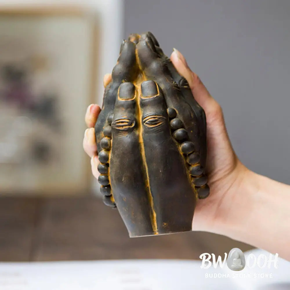 BWOOOH resin Buddha statue - Handmade Buddha Hand Namaste Iron P
