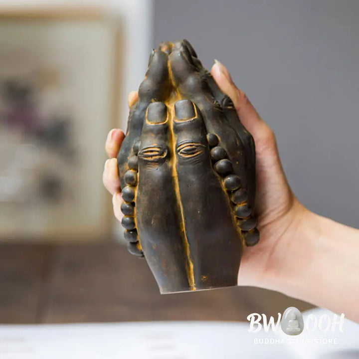 BWOOOH resin Buddha statue - Handmade Buddha Hand Namaste Iron P