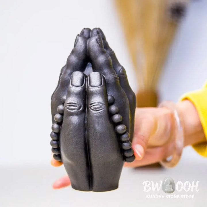 BWOOOH resin Buddha statue - Handmade Buddha Hand Namaste Iron P