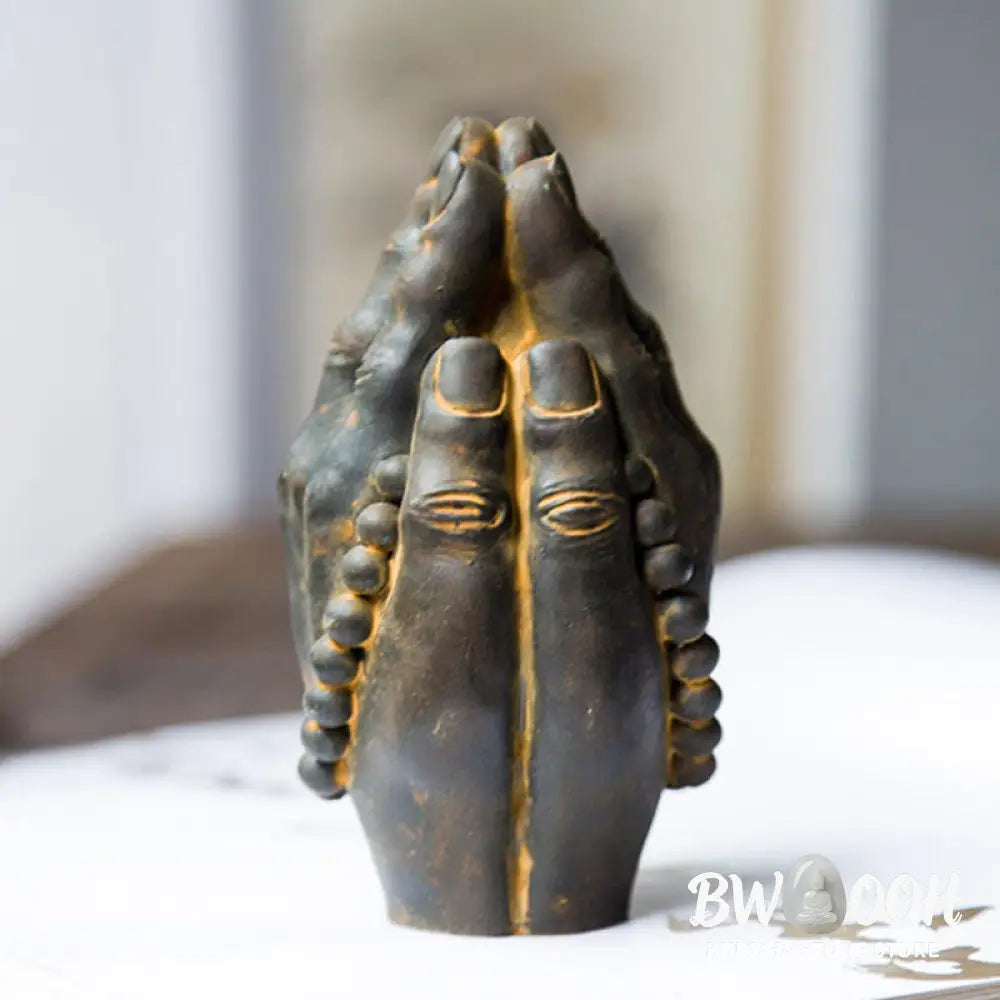 BWOOOH resin Buddha statue - Handmade Buddha Hand Namaste Iron P
