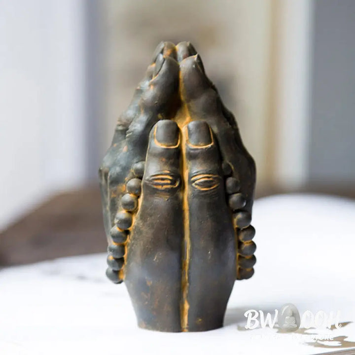 BWOOOH resin Buddha statue - Handmade Buddha Hand Namaste Iron P