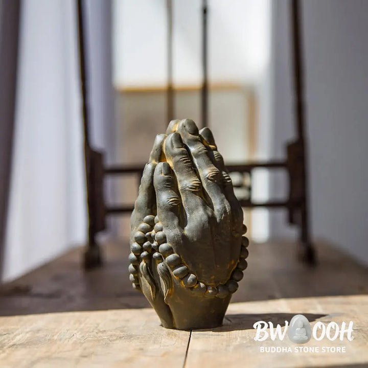 BWOOOH resin Buddha statue - Handmade Buddha Hand Namaste Iron P